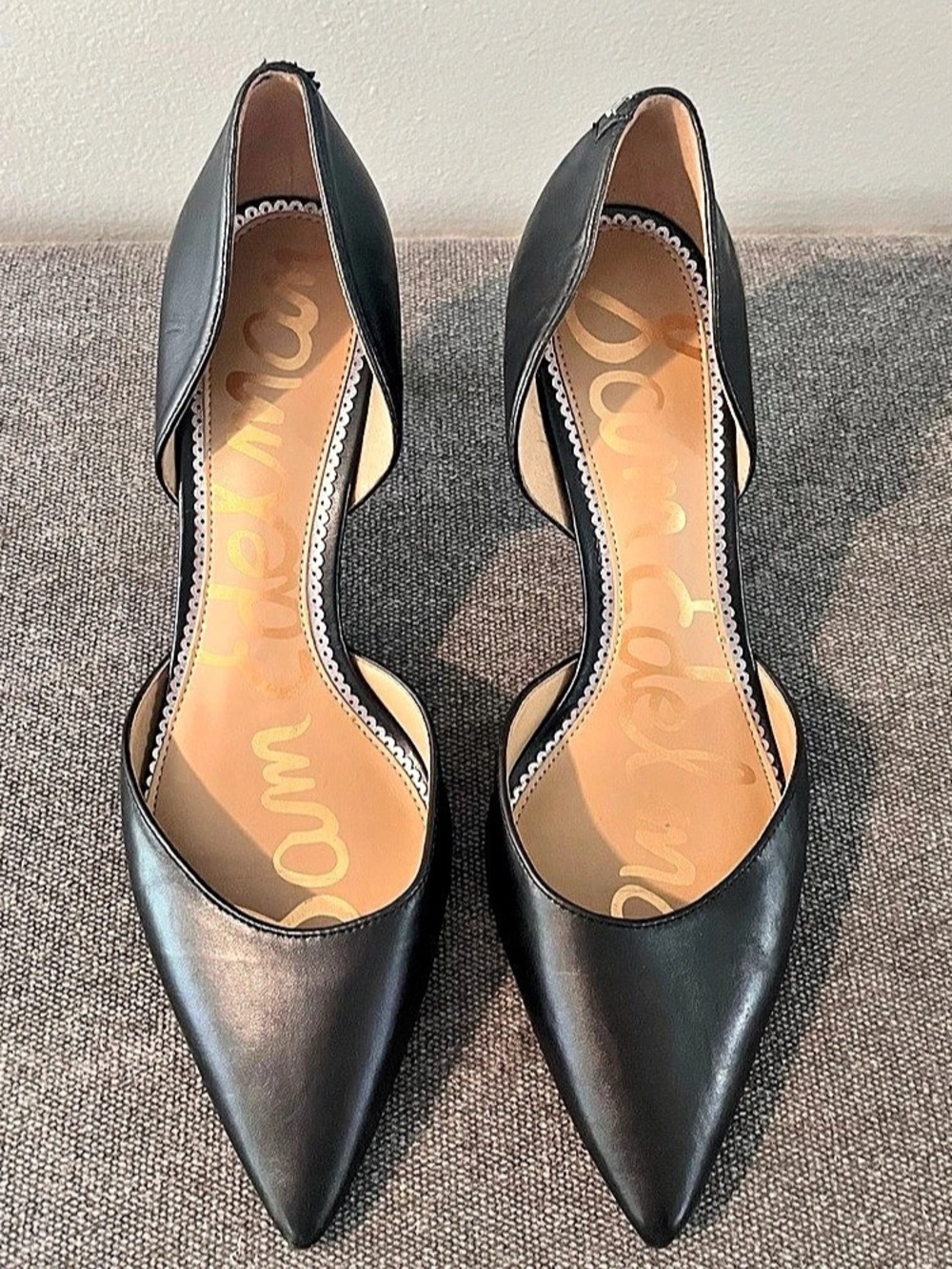 Sam Edelman D'Orsay Pointed Toe Black Leather Stiletto Pumps Women’s Size 9